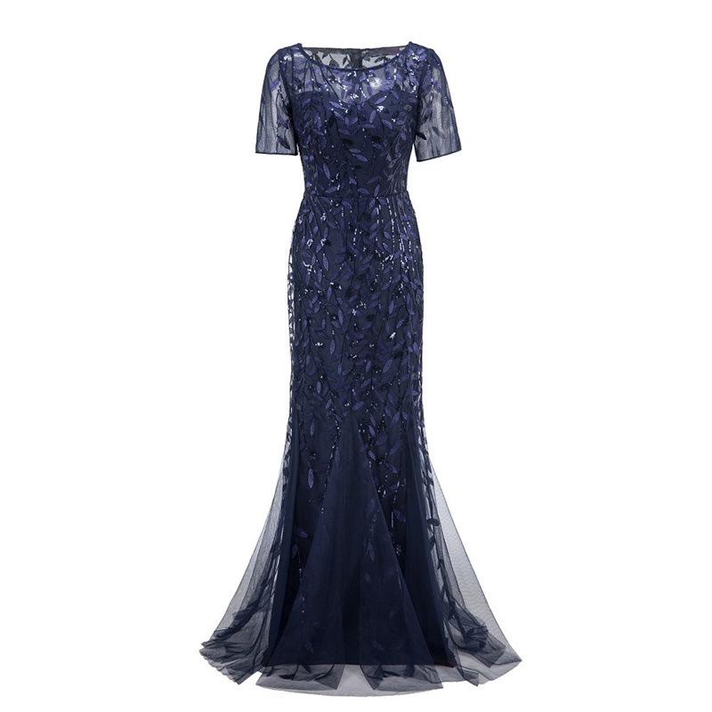 2024 Spring/Summer European-American Slimming Sequin Mesh Fishtail Evening Gown for Women