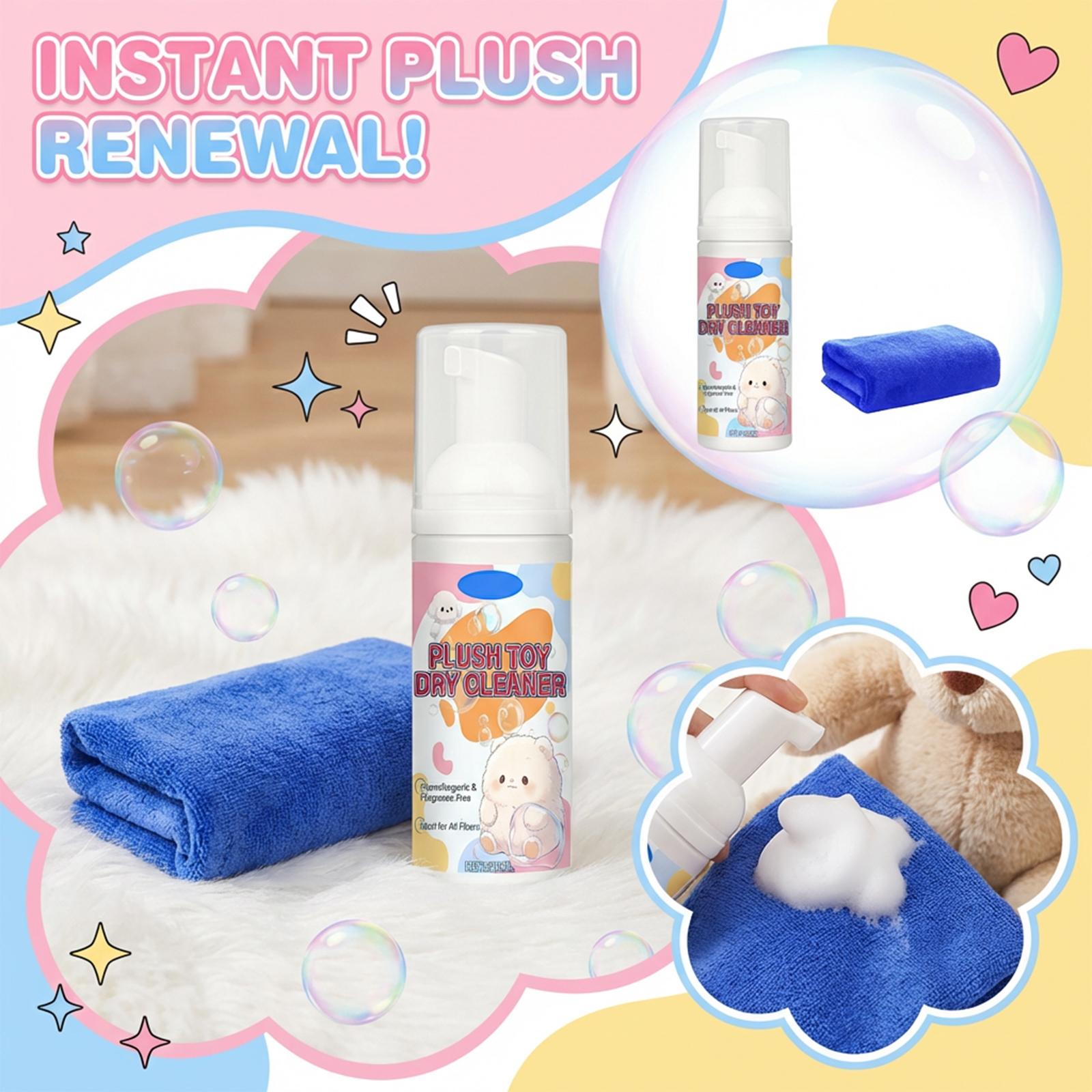 120mlPlush Toy Cleaner, Waterless Stain Removal, Dry Cleaning One Size