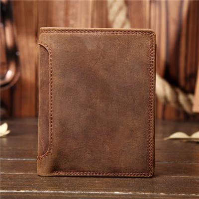 Herren Leder Vertikale Geldbörse, Crazy Horse Geldbörse, Trendige Schicht, Rindsleder Geldbörse, Retro Stil, Studenten Geldbörse