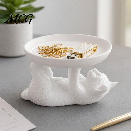 Anti-falling Storage Rack Jewelry Rack, Cat Shape, Anti-Falling Ring Holder, Durable Tray Resin Anti-Slip Space-Saving Organizer, for Home Bathroom