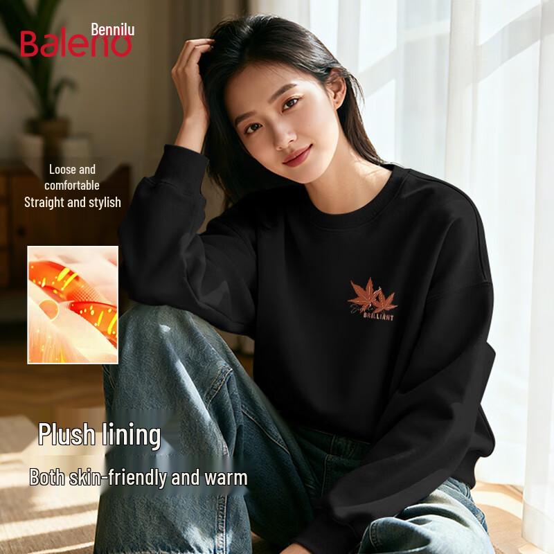

Baleno Women s Fleece Lined Round Neck Sweatshirt with Double Leaf Maple Print 2XL