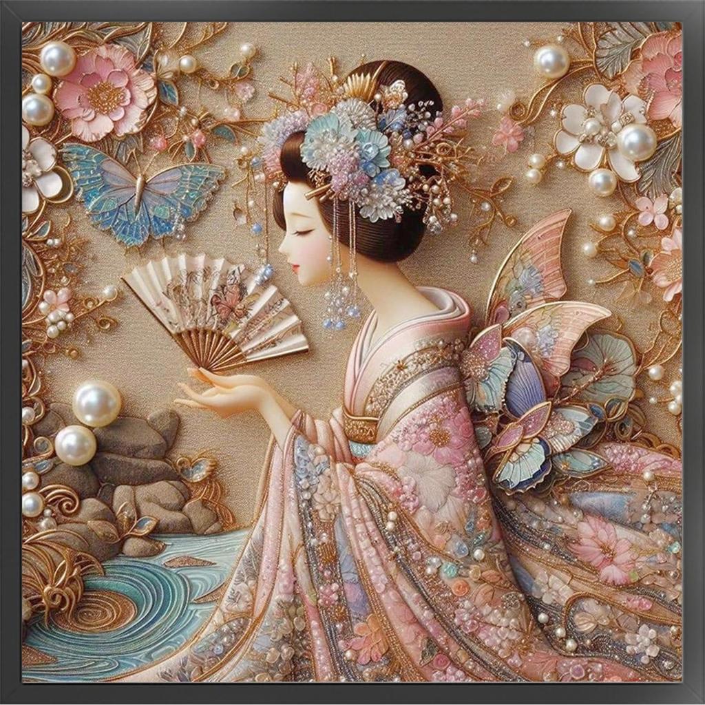 Girl Printed Cross Stitch Kit 45x45cm DIY 11CT Embroidery Craft Set Home Decor