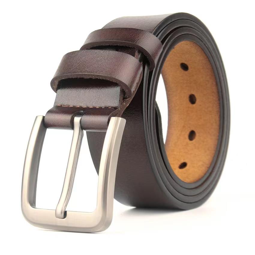 Real Cow Genuine Leather Belts for Man High Quality Plus Long Size Male Pin Buckle Waist Belt Strap