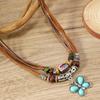 New 1-piece set of personalized fashion wax thread beaded wooden beads butterfly necklace new H