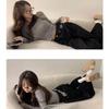 The PiNk Women Lettering Side Embroidery Wide Black Denim Pants Nk Denim 01