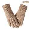 Touch screen gloves women's winter outdoor riding warm and cold-proof piled thickened flat machine jacquard, knitted gloves