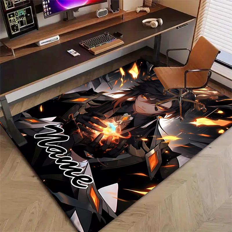 Custom Genshin Impact Mat Personalized Name, Polyester Washable Indoor Entryway Rug, Gift for Christmas, Easter, Thanksgiving Day