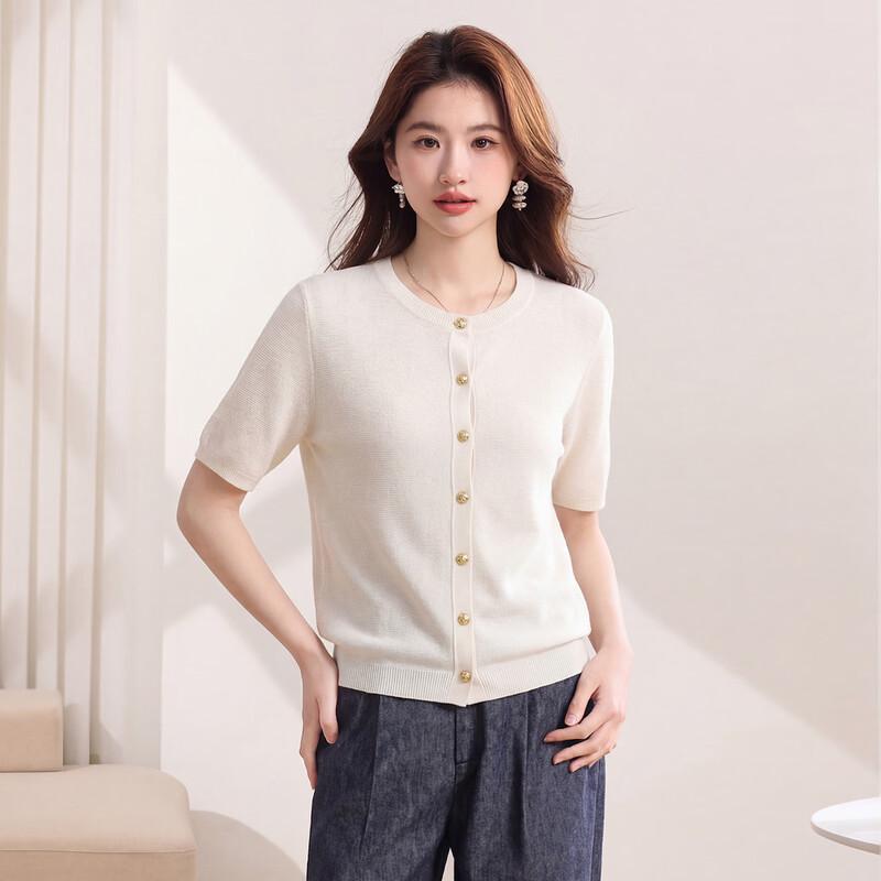 Women's Lyocell Linen Blend Short Sleeve Knit Cardigan