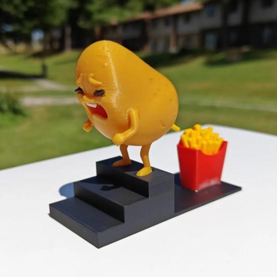 Pooping Potato Figurine 3D Printed Potato Become French Fries Ornament Desktop Potato And Fries Decoration Prank Gift for Fries Lovers