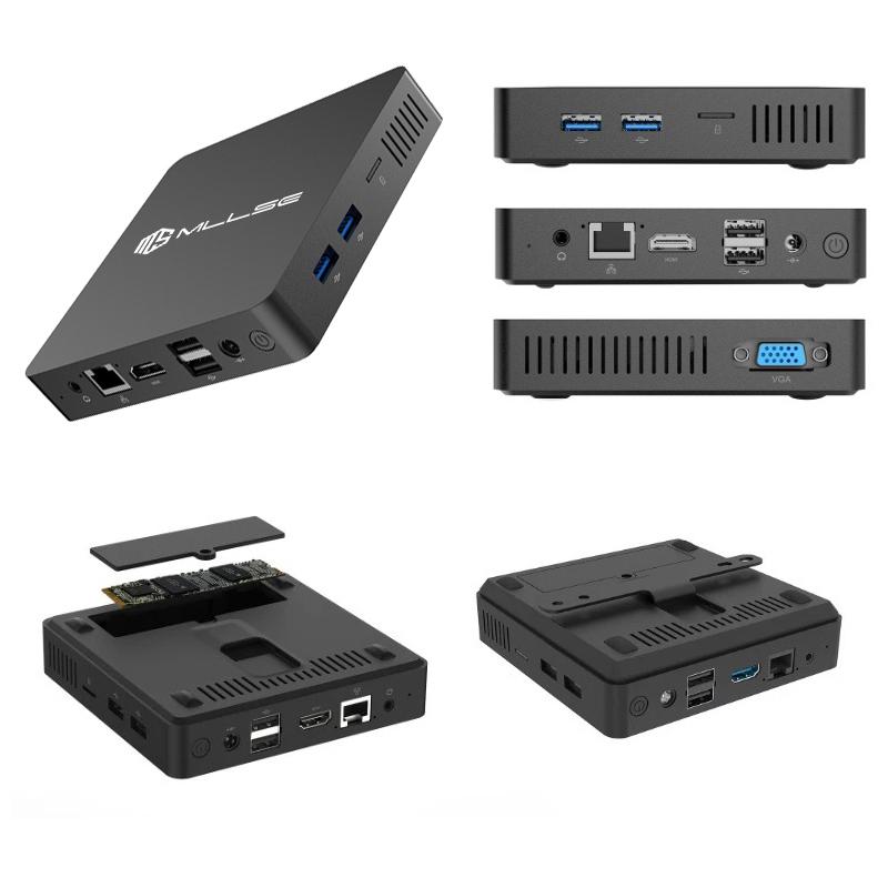 MLLSE M2 Pro Mini PC CPU Intel Celeron J3710 8G RAM 256G ROM compatible+VGA USB3.0 Win10Pro Desktop Portable WiFi BT 4.2