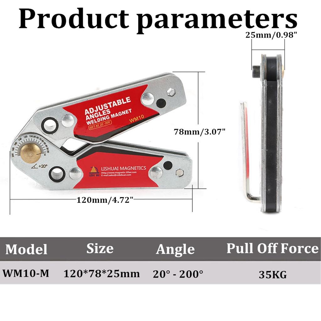 Cheresouse Welding Magnetic Holder 20°-200°Adjustable Angles Welding Magnet Strong Magnetic Adsorption Surface Welding Holder Welder Tool Accessories Cheresouse Welding Magnetic Holder 20°-200°Adjustable Angles Welding Magnet Strong Magnetic Adsorption Surface Welding Holder Welder Tool Accessories