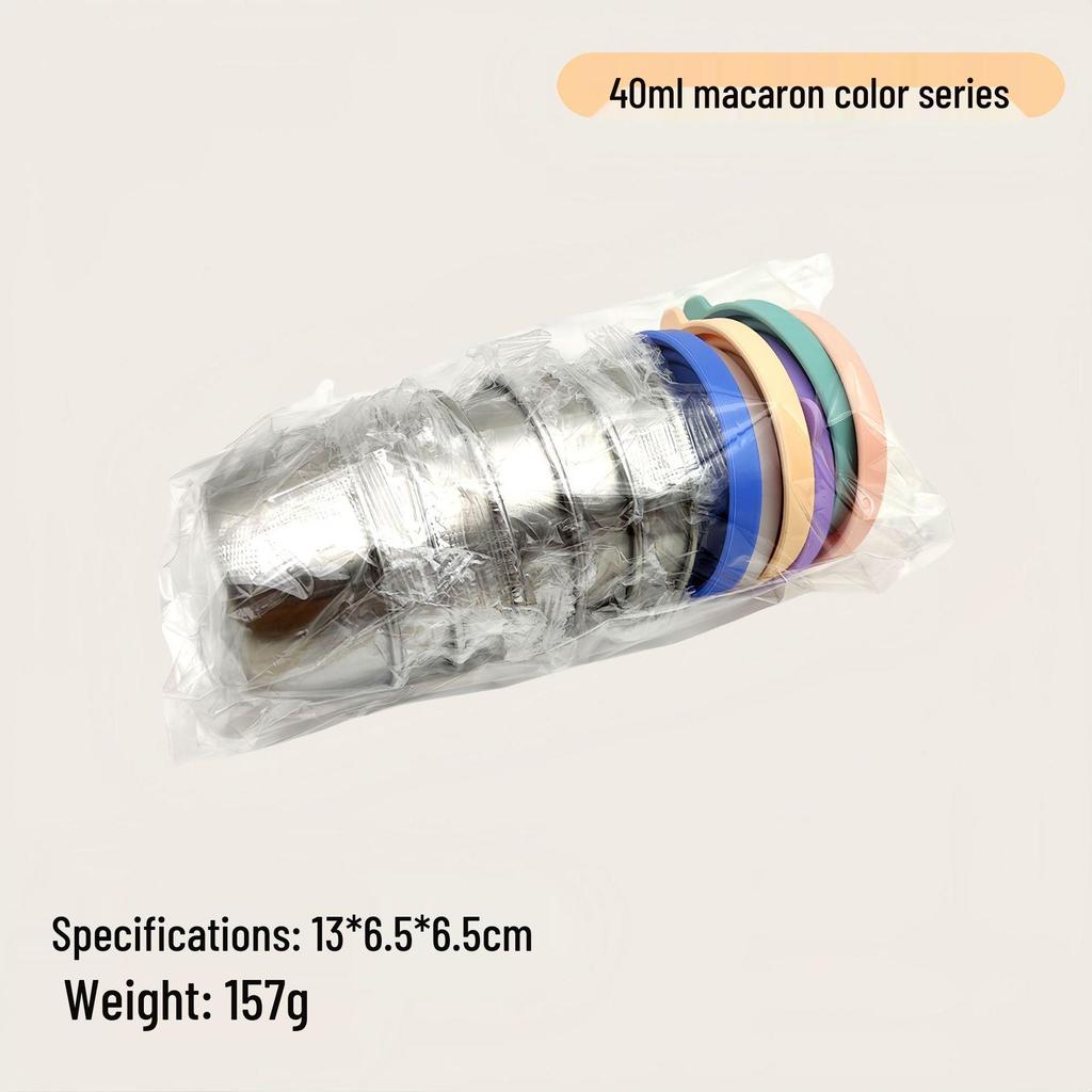 Reusable Sauce Cup with Macaron Lid - 304 Stainless Steel, 40/50/70ML, Portable Dipping or Seasoning Dish.