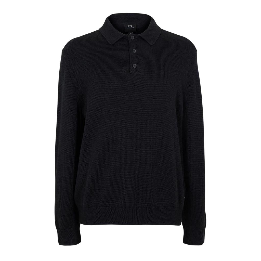 Armani Exchange Mens Knitted Long-Sleeved Polo Shirt
