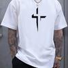 Men's Summer Casual Loose Fit Plus Size Cross Creative Print Sporty Comfortable Crew Neck Short Sleeve T-Shirt