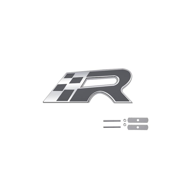 zjcr6 Car Accessories Metal Race Flag Front Hood Grille Emblem Rear Trunk Body R 300 Badge Sticker For Seat IBIZA Leon Cupra Ateca