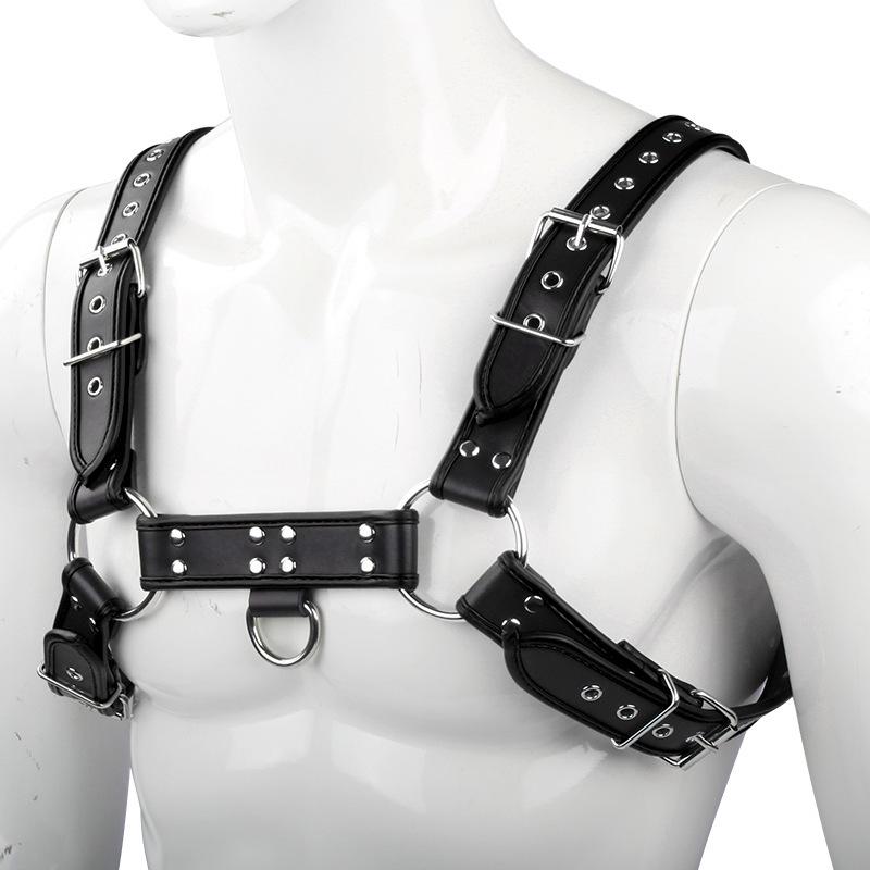 Men's Sexy Leather Fetish Clubwear Bustier Set