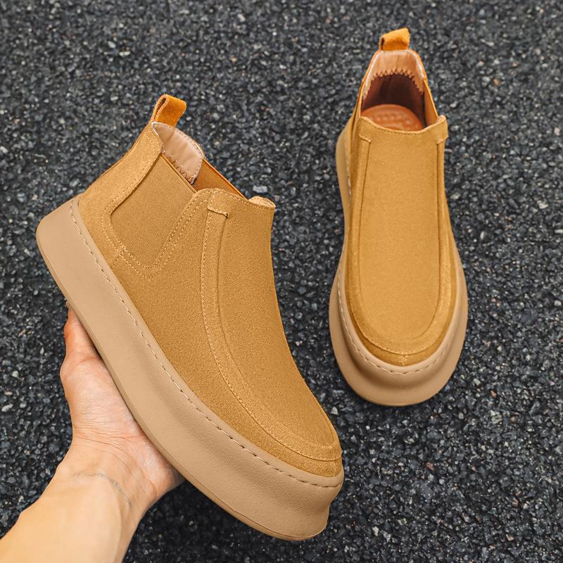 

мужская мода ковбойские пустынные ботинки слипоны замшевые кожаные туфли на плоской подошве платформе челси весна осень красивые до щиколотки боты 9.5 оранжевый