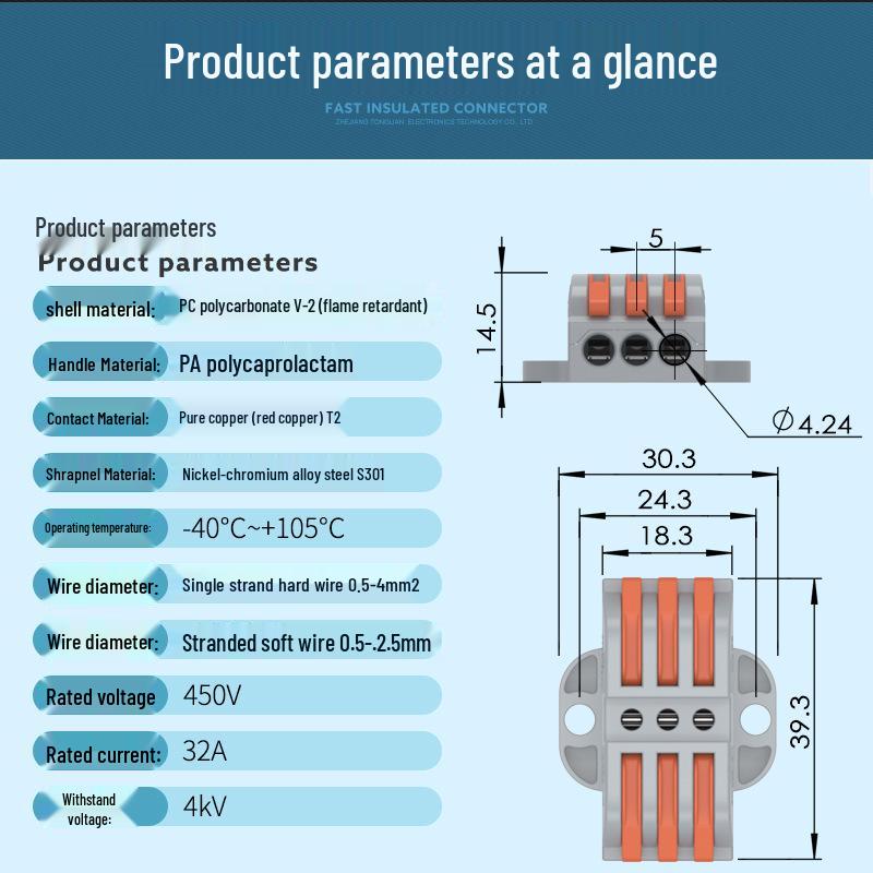 Unitek PCT-222 Multi-in/Out Quick Wiring Terminal for Soft and Hard Wire