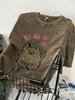 Women's Retro Distressed Washed T-shirt - American Trendy Brand, Summer 2026 Edition, Short Sleeve, Pure Cotton, Loose Fit.