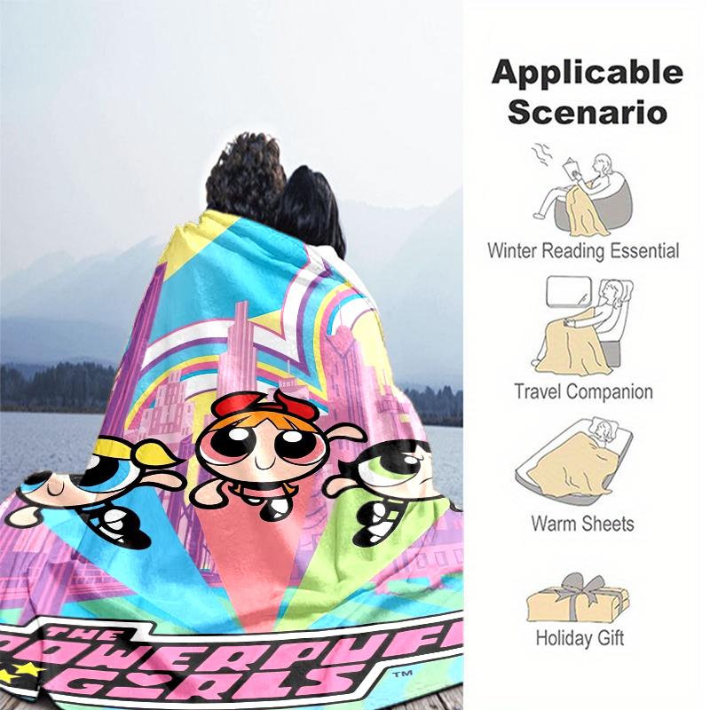 1PC The Powerpuff Girls printed blanket, all season lightweight home office outdoor nap multifunctional blanket A5