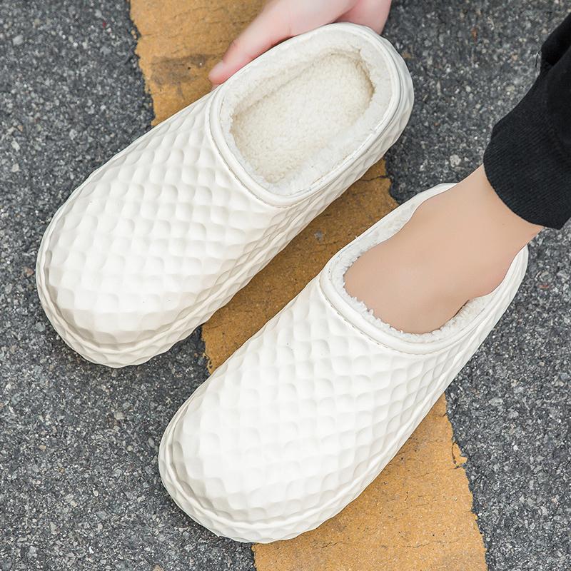Men Warm Winter Cotton Shoes Women Warm Fur Home Slippers EVA Non-Slip Plush Slippers Indoor Couple Thick Sole Footwear Slides