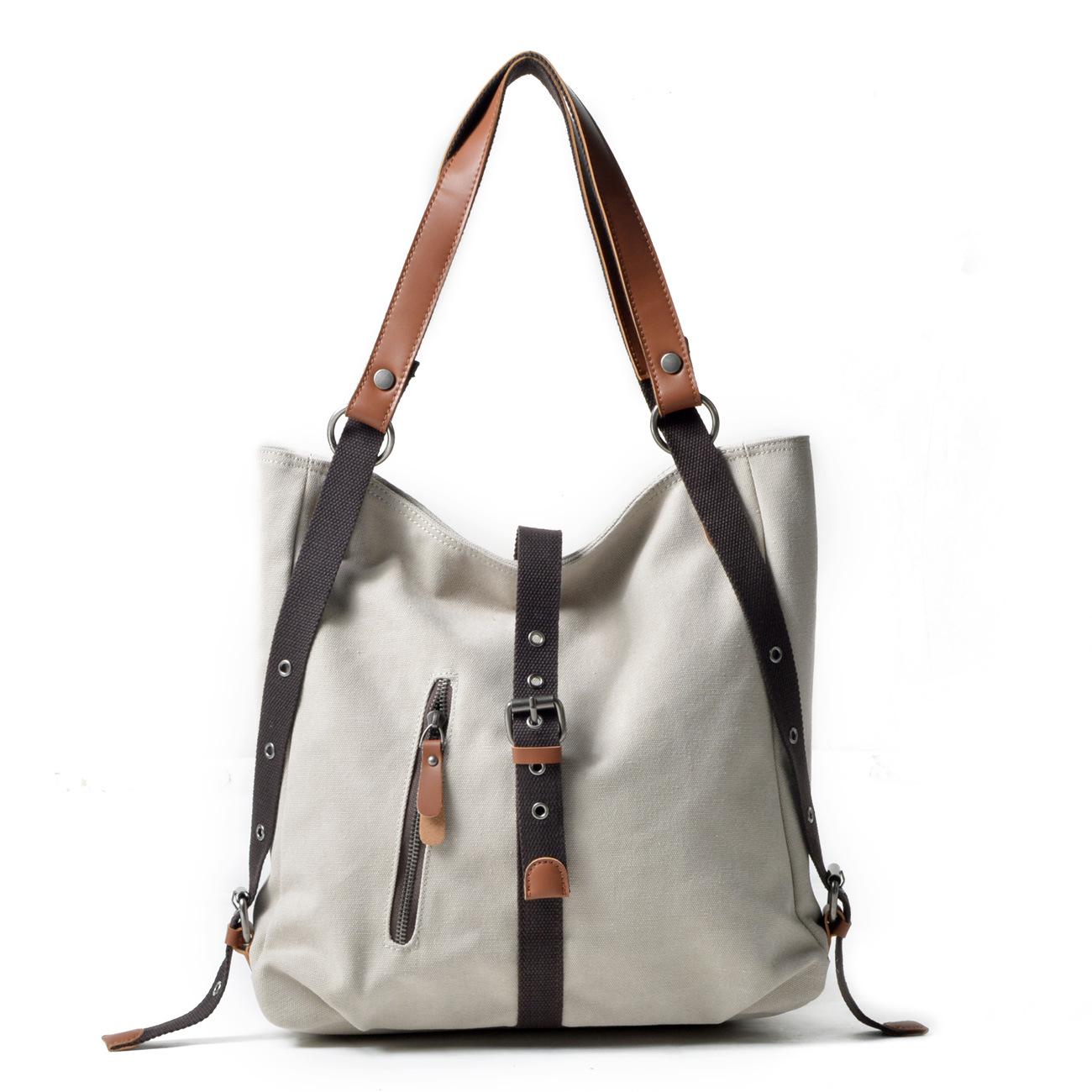 

Muchuan Canvas Women s Multi-functional Backpack: Casual Single or Double Shoulder Bag, Crossbody, Versatile Bucket Style. грязно-белый