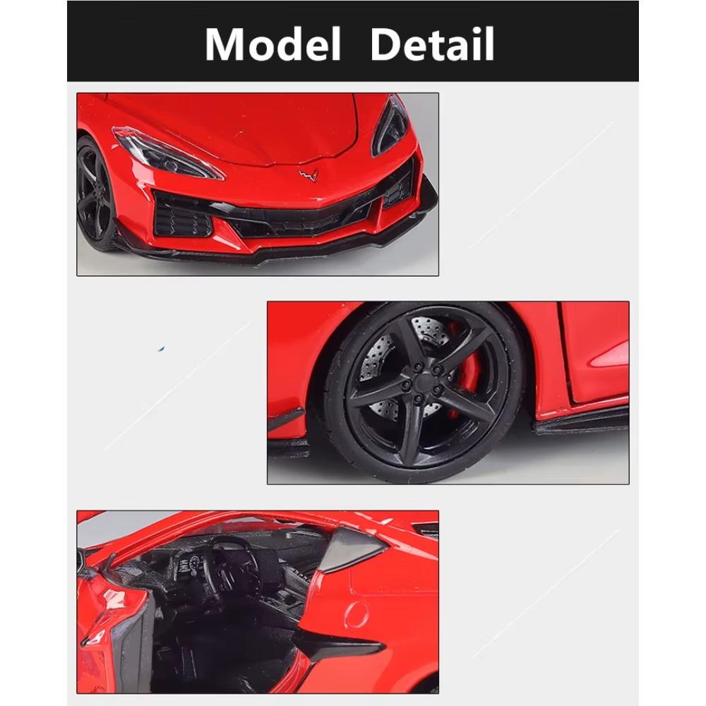 Welly 1/24 Scale  2023 Chevrolet Corvette Z06 Alloy Sports Car Model Diecast Racing Car Vehicles Model Simulation Collection Kids Gifts