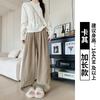 Coffee Loose Wide-leg Pants Women's Spring and Autumn New High-waisted Drape and Thin Casual Pants Knitted Straight Lazy Yamamoto Pants