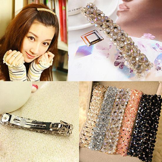 Women's Fashion Bling Headwear Handmade Full Crystal Hair Clip Barrette Hairpin