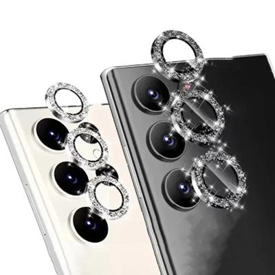 Diamantové ochranné sklo na objektiv pro Samsung Galaxy S24 S23 Ultra A15 A35 A55 A14 A24 A34 A54 Fotoaparát Kovový kroužek na objektiv Kryt objektivu