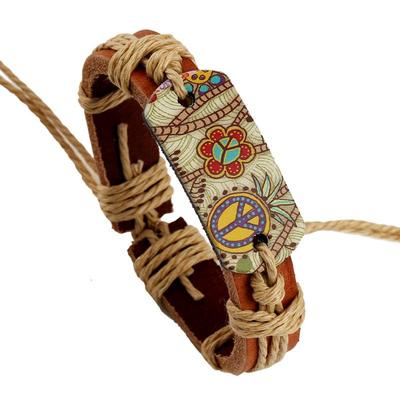 Wärmeübertragung geflochtenes Lederarmband: Europäisches & Amerikanisches Retro-Paar-Design