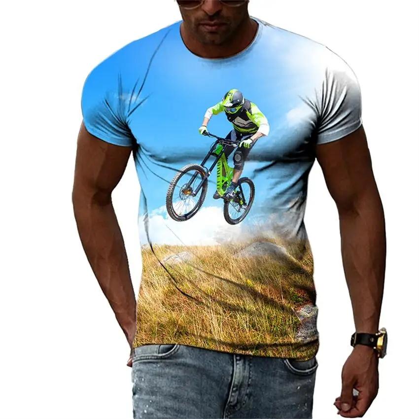 Neuer Trend Sommermode Fahrrad Herren T-Shirt Lässiges Print T-Shirt Hip Hop Personalisiert Rundhals Kurz Großes Oberteil