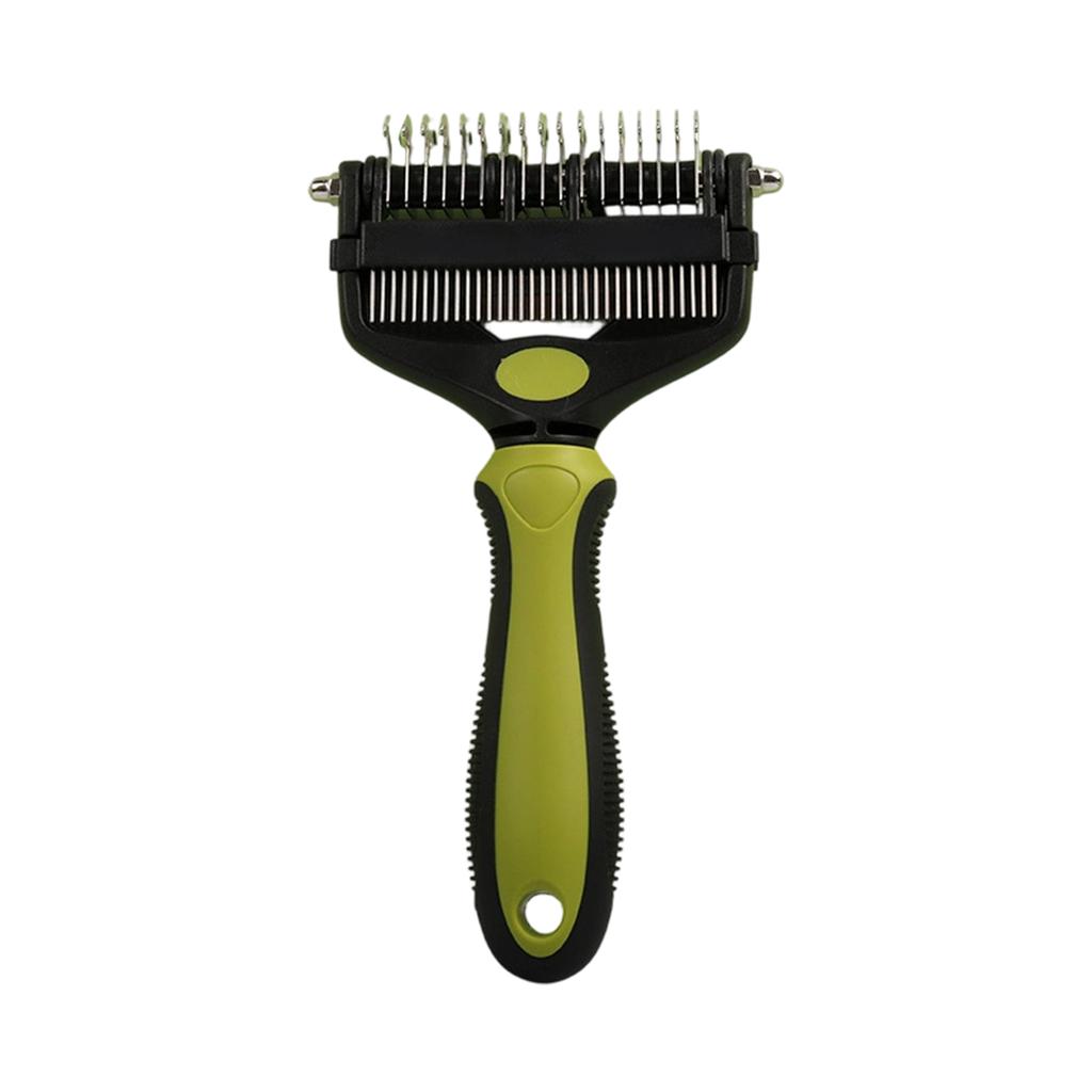 Pet Grooming Dematting Comb with Stainless Steel Blades and Ergonomic Handle for Removing Mats and Tangles from Fur and Coat