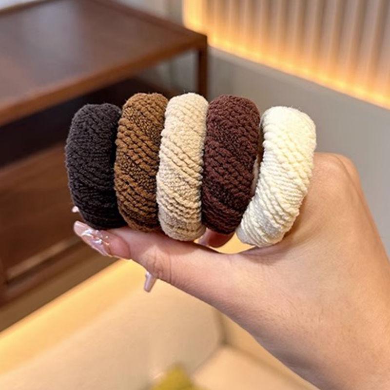 10-Pack Thickened Coffee Brown Hair Ties: Durable, High-Elasticity Rubber Bands for a Simple, Elegant Look