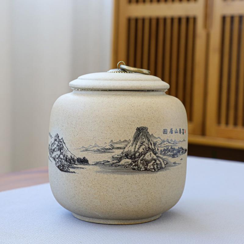 Lekki luksus ceramika gruboziarnista pojemnik na herbatę pojemnik do przechowywania ceramiczny duży japoński pojemnik szczelny odporny na wilgoć gospodarstwa domowego pojemnik na herbatę czarną herbatę zieloną herbatę Pu'er