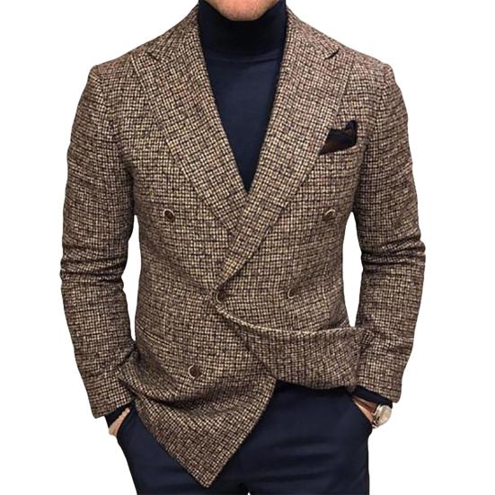 Men Suit Coat Lapel Long Sleeve Single-Breasted Closure Suit Jacket with Pockets Slim Fit Business Workwear