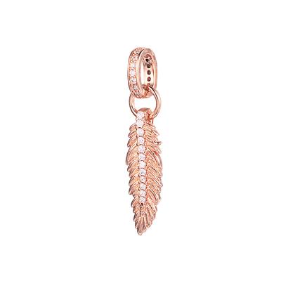 Fits Europe Bracelet Argent 925 Sterling Silver Sparkling Feather Dangle Charms Beads for Jewelry Making Kralen