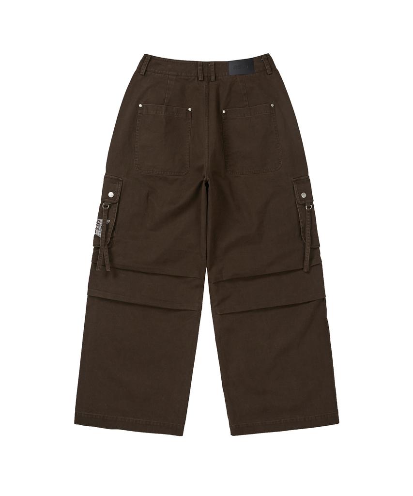 Aejeuyua Cargo Flap Cotton Pants Brown
