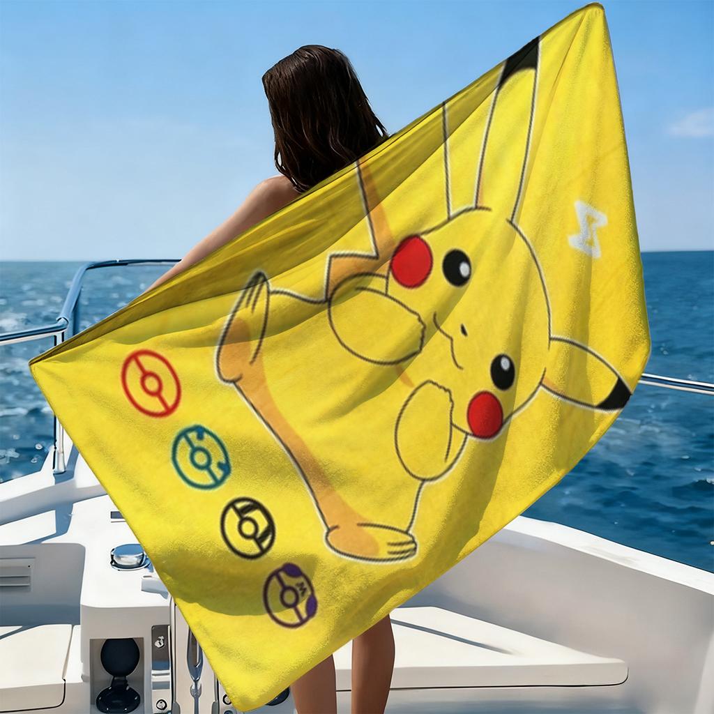 Süßes Pikachu Strandtuch Badetuch Weiches Saugfähiges Badetuch für Badezimmer Pool Yoga Strand