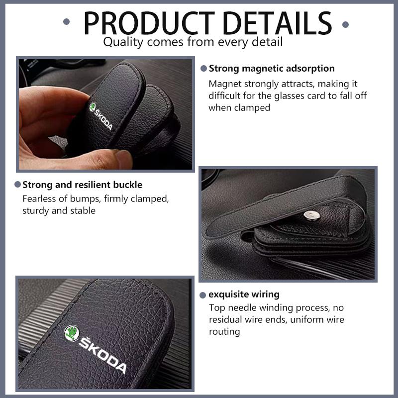 For Skoda Car Sun Visor Glasses Box Sunglasses Clip Auto Accessories Fabia 1 2 Octavia a7 RS Superb Rapid Yeti Karoq Vision knfg14