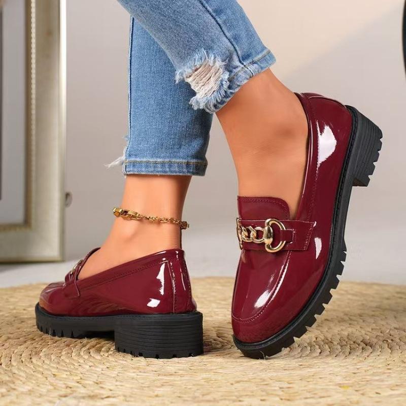 Frühling neue Damen Retro Britische JK Studentin Dicksohlige Kleine Lederschuhe Dicker Absatz