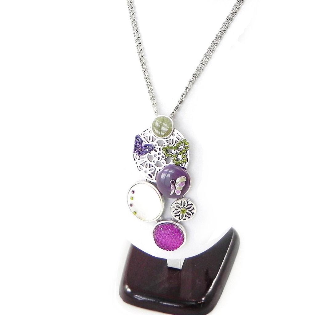 NOA [H8993] - Designer Necklace 'Carmen' Purple Green
