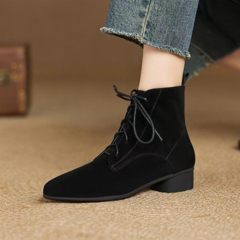 Casual sports show feet small short boots women's autumn and winter new pointed thick heel flat soft sole Martin boots women