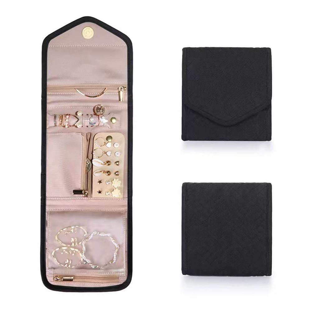 Foldable Travel Jewelry Bag Portable Necklace Earrings Rings Case Organizer Jewelry Storage Bag For Girls Journey Essentials