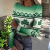 Damen Winter Slim T-Shirt Mode Lässig Druck Rundhals Pullover Langarm Top