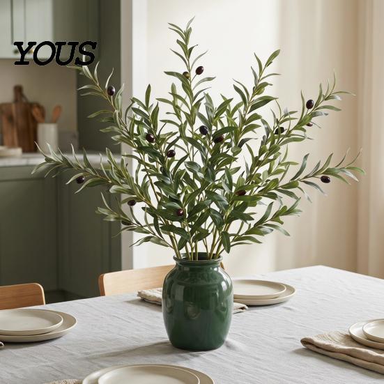 Lush Greenery for Farmhouse Style Faux Olive Branches Vase, Artificial Tree Branches, DIY Fake Indoor Plant Decor Living Room Plants, Realistic Stems,