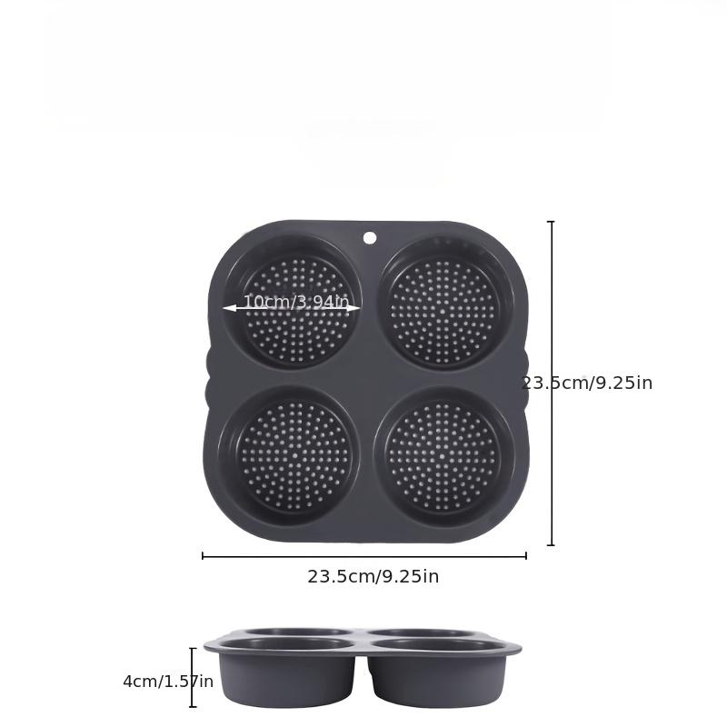 Food grade 4-hole silicone hamburger bread baking tray, hamburger mold, household oven, air fryer, baking tool
