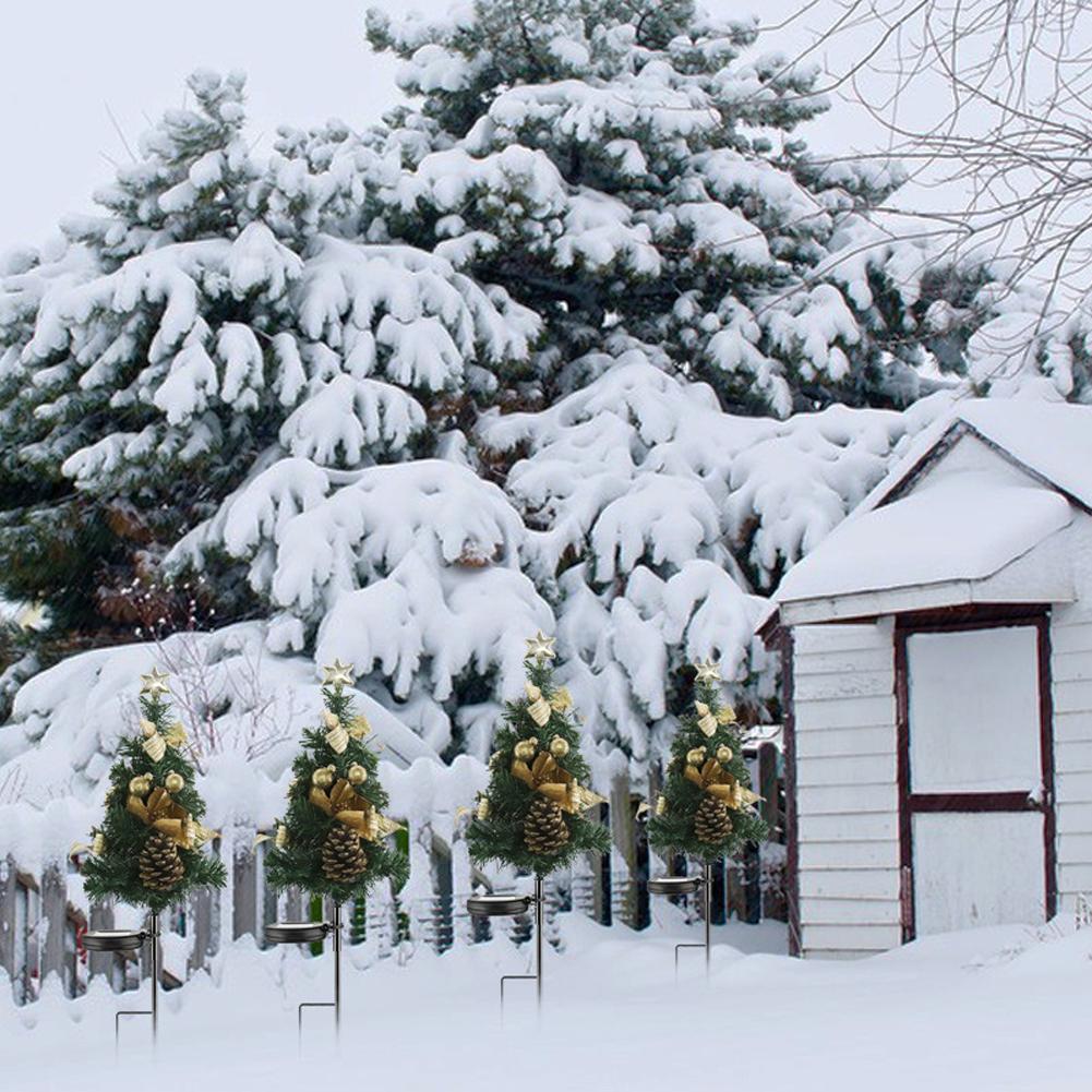 2pcs Solar Led Christmas Tree Lawn Lamp Ip65 Waterproof For Outdoor Courtyard Fences Garden Decoration