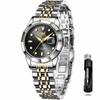 Ladies Quartz Wristwatch Fashion Casual Elegant Lightweight Waterproof Luminous Stainless Steel Band Black Gold