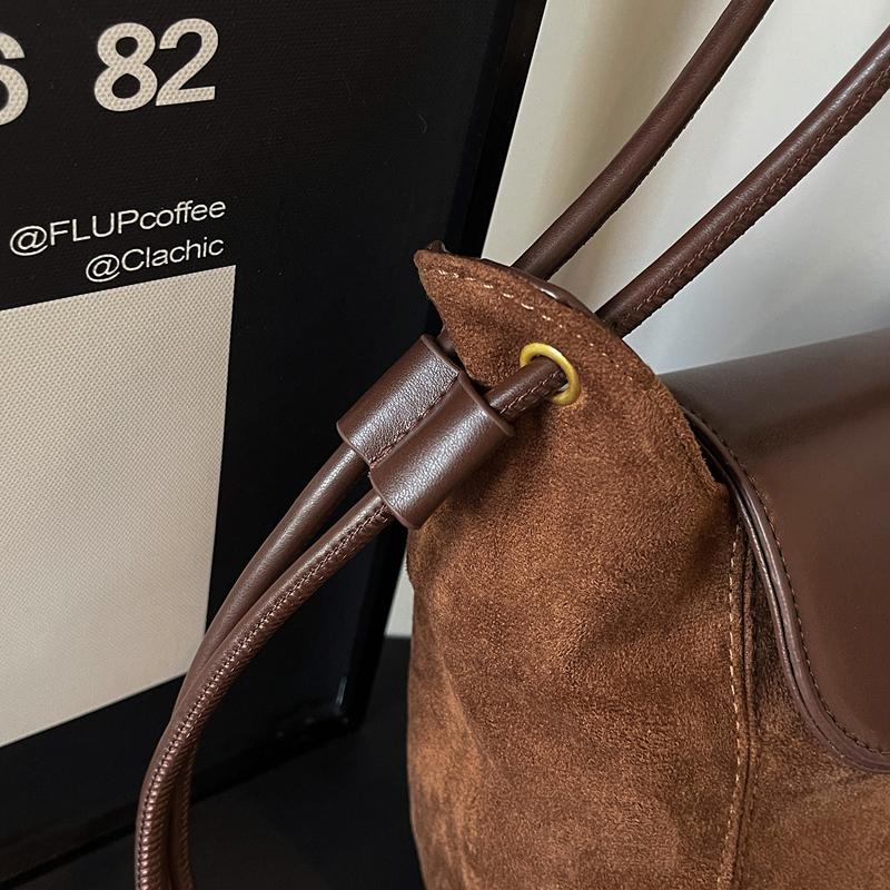 Women’s Suede Crossbody Bag Minimalist Design for Daily Casual Office Use Vintage Chic Style